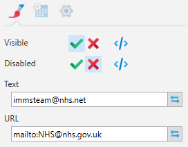Picture showing NHS Text and URL Properties. 